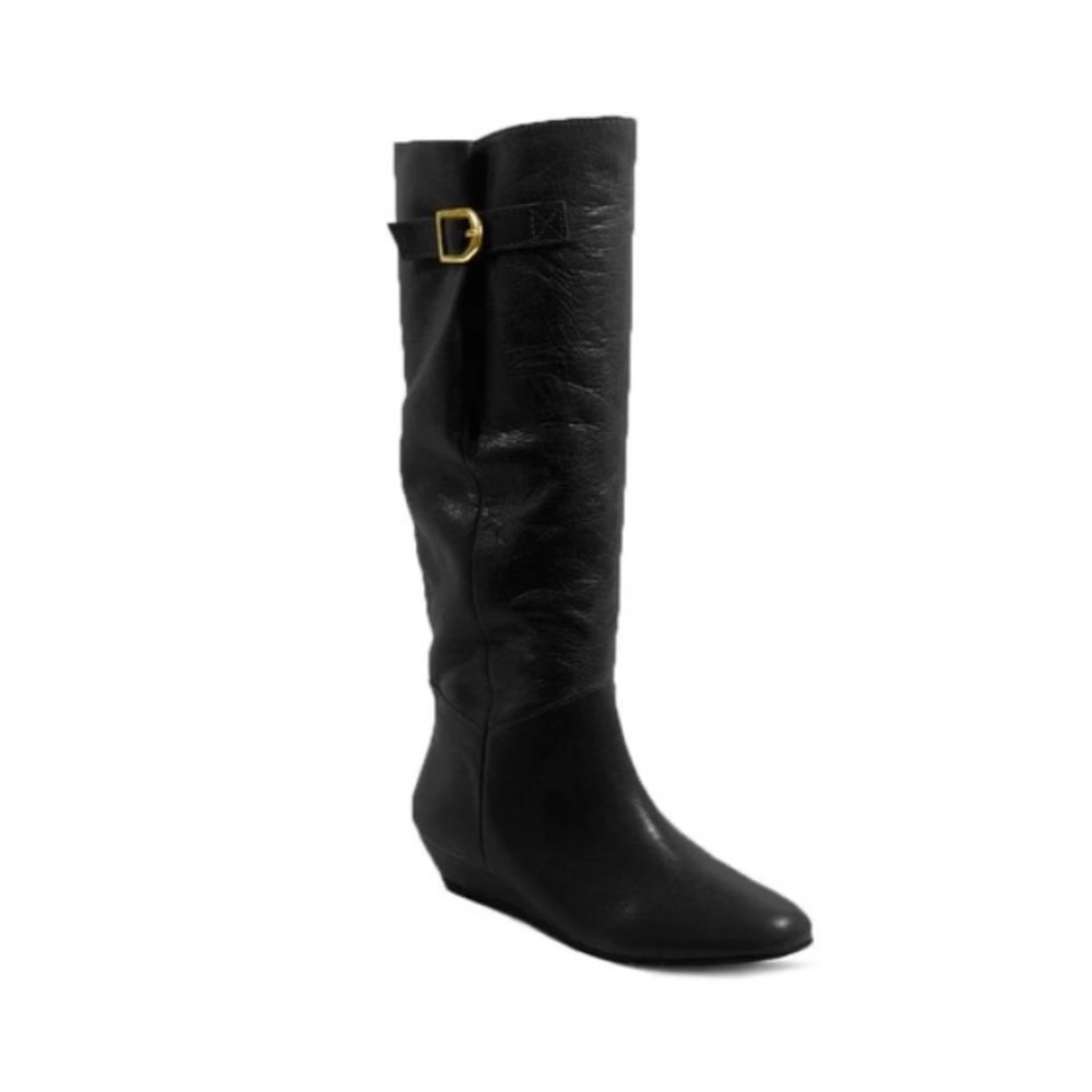 Steve Madden Intyce Black Leather wedge boot